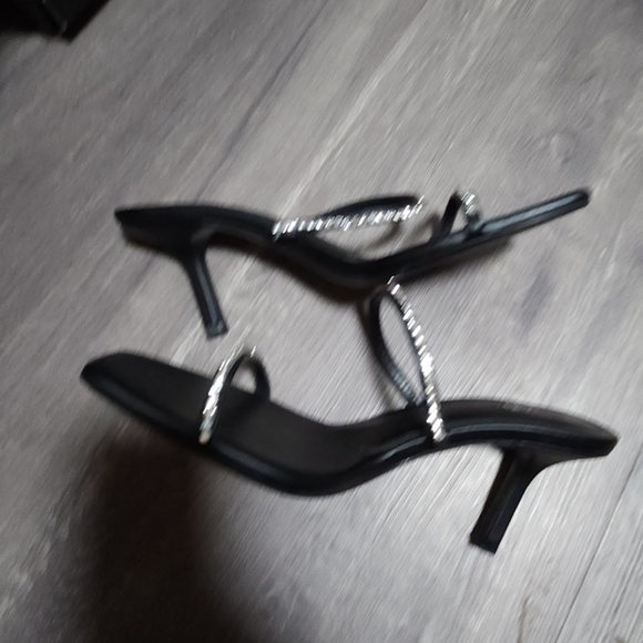 Zara Rhinestone Black Strap Sandal Heels - Picture 2 of 3